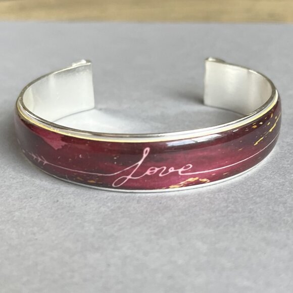 Rustic Cuff Silicone and Stainless LOVE Cuff Bracelet aprox 1/2" - Picture 1 of 2